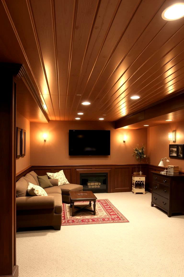 Beadboard Ceiling Design - 24 Basement Drop Ceiling Ideas