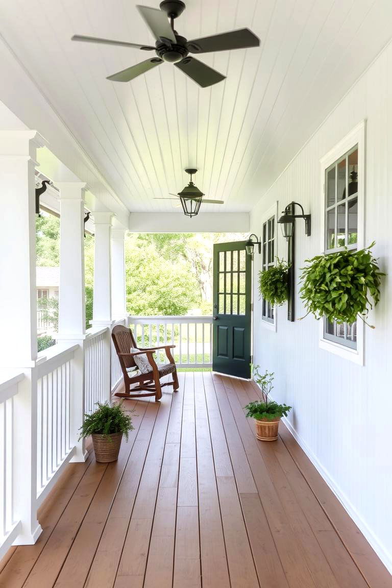 Beadboard Paneling on Walls - 24 White Farmhouse With Wrap-around Porch Ideas