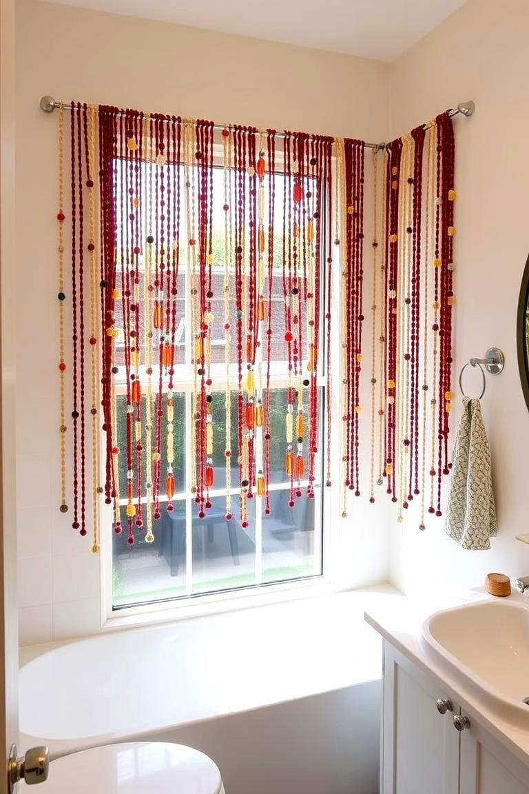 Beaded Curtains for a Boho Vibe - 24 Bathroom Window Treatment Ideas