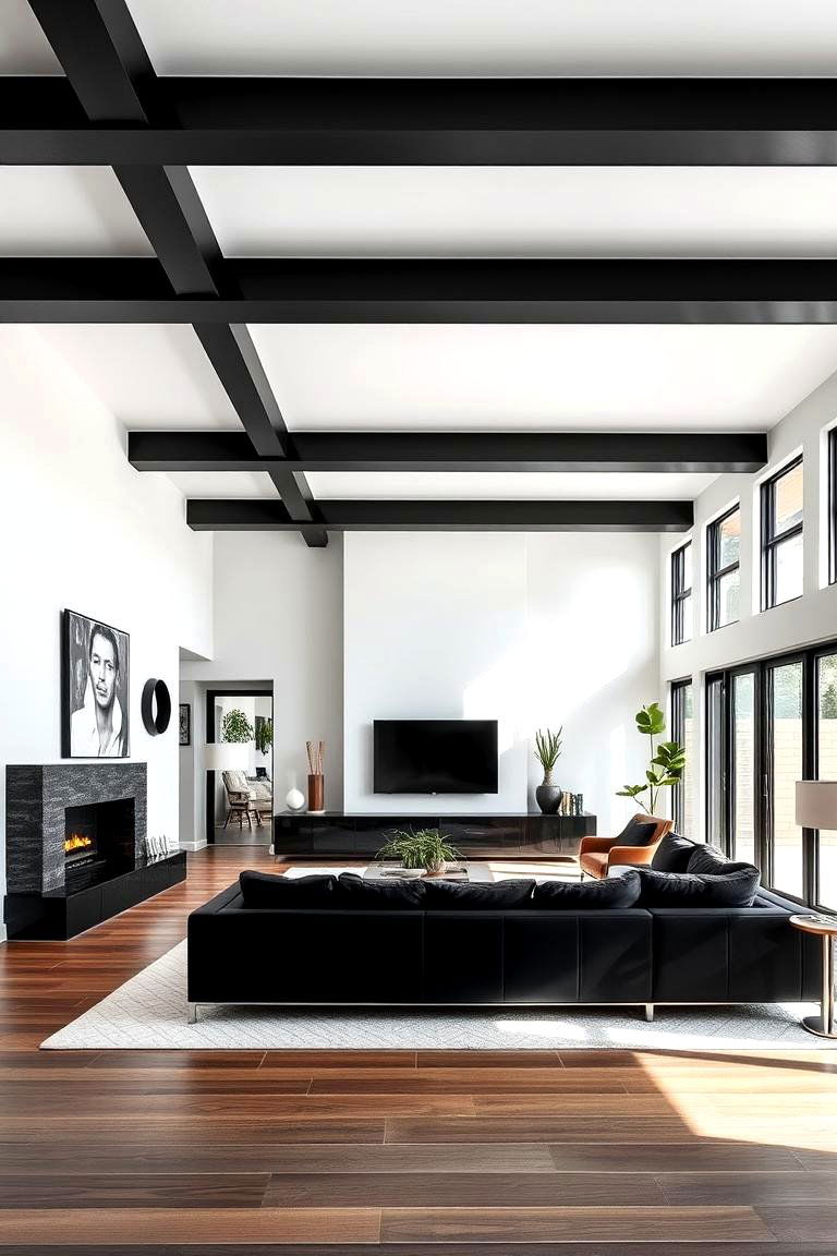 Beams in Contrasting Colors for Bold Impact - 24 Decorative Ceiling Beam Ideas