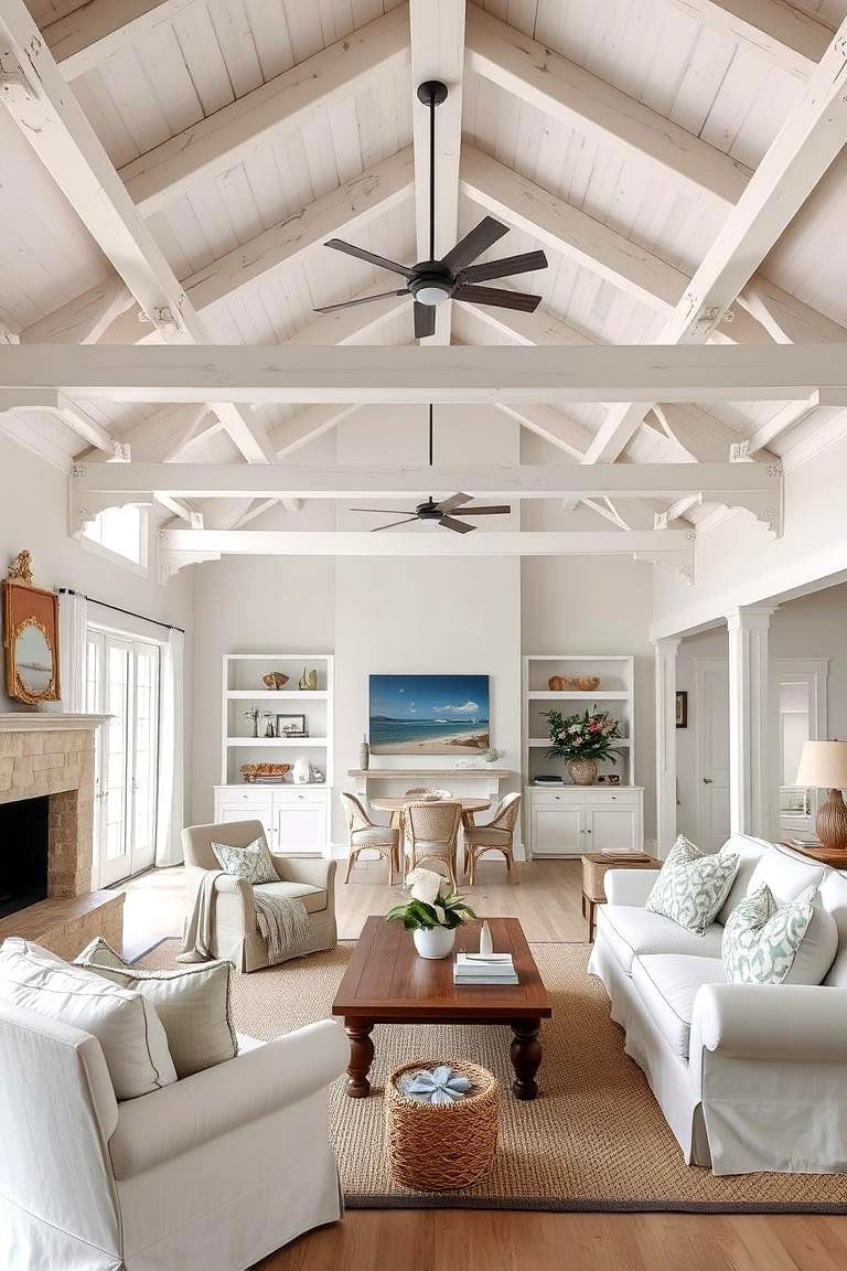Beams with a Whitewash Finish for a Light Airy Feel - 24 Decorative Ceiling Beam Ideas