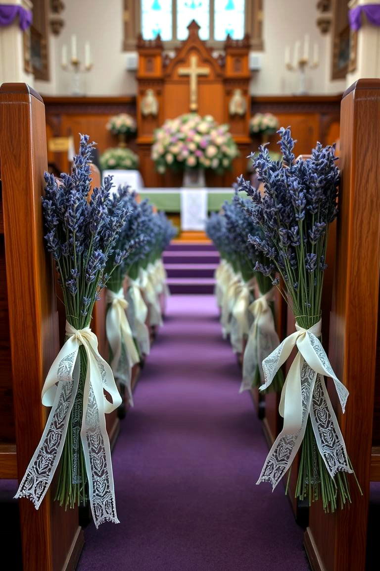 Beautiful Lavender Pew Ends - 24 Lavender Wedding Ideas