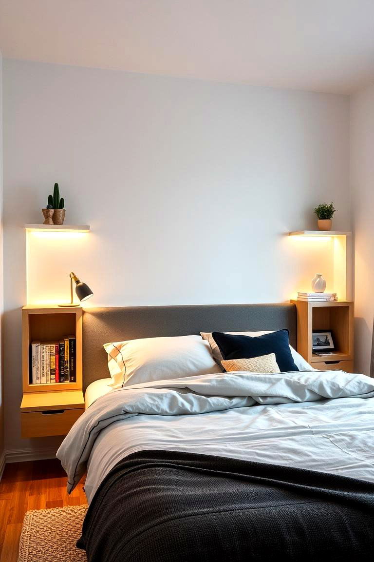 Bed Frame with Built in Shelves - 24 small bedroom storage ideas