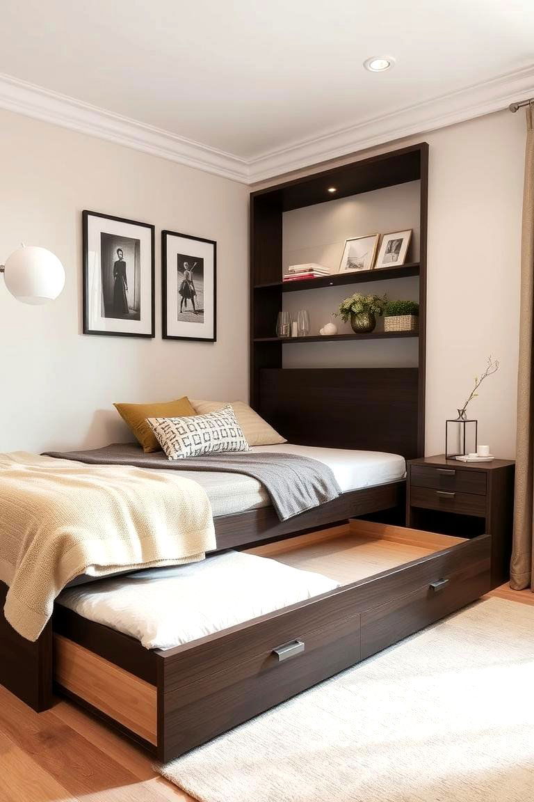 Bed with Pull Out Drawers - 24 2 Beds in One Small Room Ideas