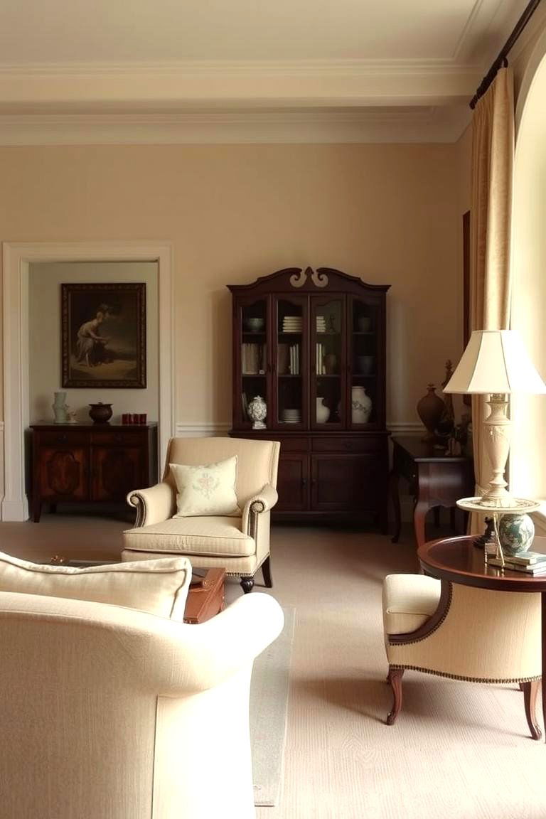 Beige Living Room with Antique Furniture - 24 Beige Living Room Ideas
