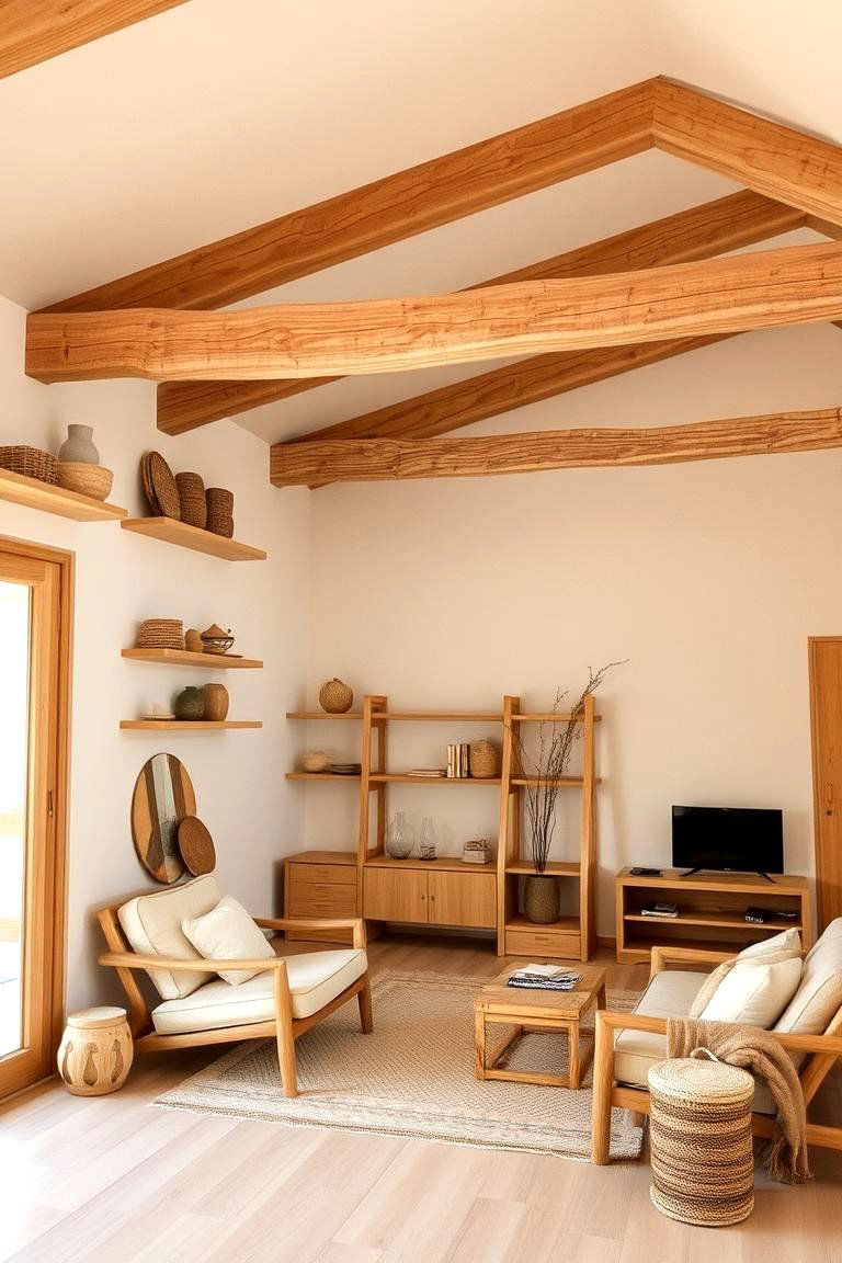 Beige Living Room with Natural Wood Accents - 24 Beige Living Room Ideas