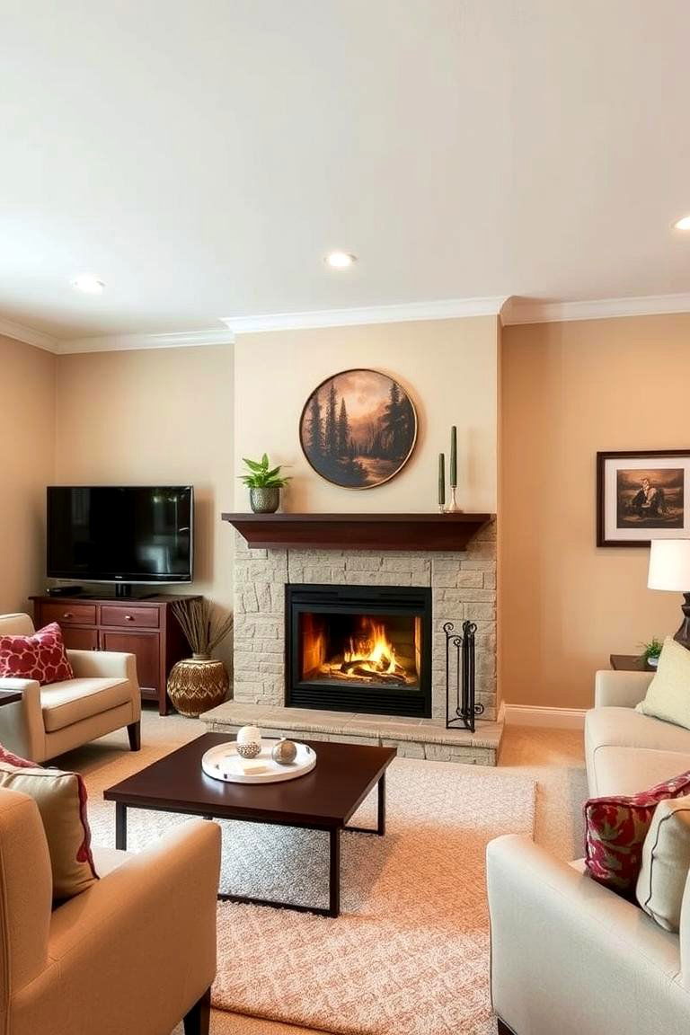 Beige Living Room with a Fireplace - 24 Beige Living Room Ideas