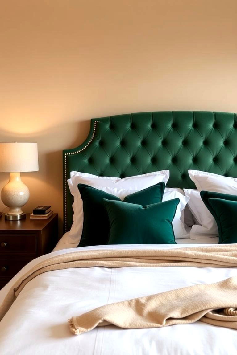 Beige Walls with Green Upholstery - 24 Green and Beige Bedroom Ideas
