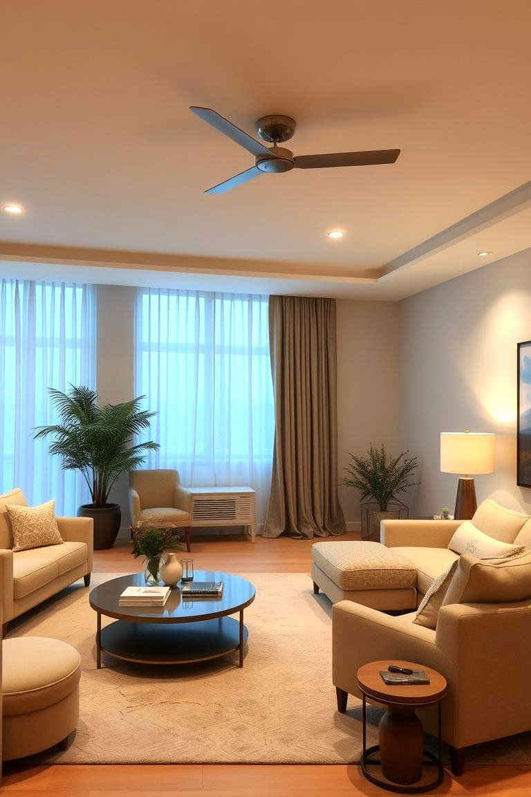 Beige Walls with Soft Lighting - 24 Beige Living Room Ideas