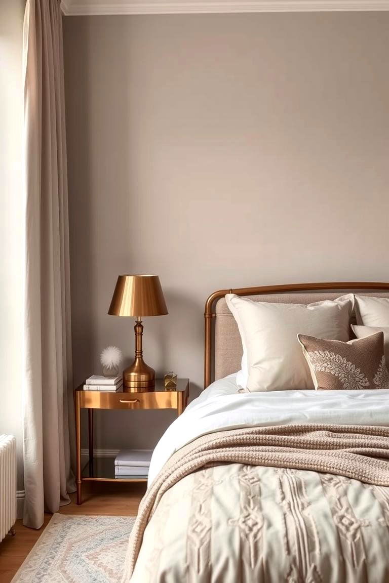 Beige and Gray with Warm Accents of Copper - 24 Neutral Bedroom Ideas