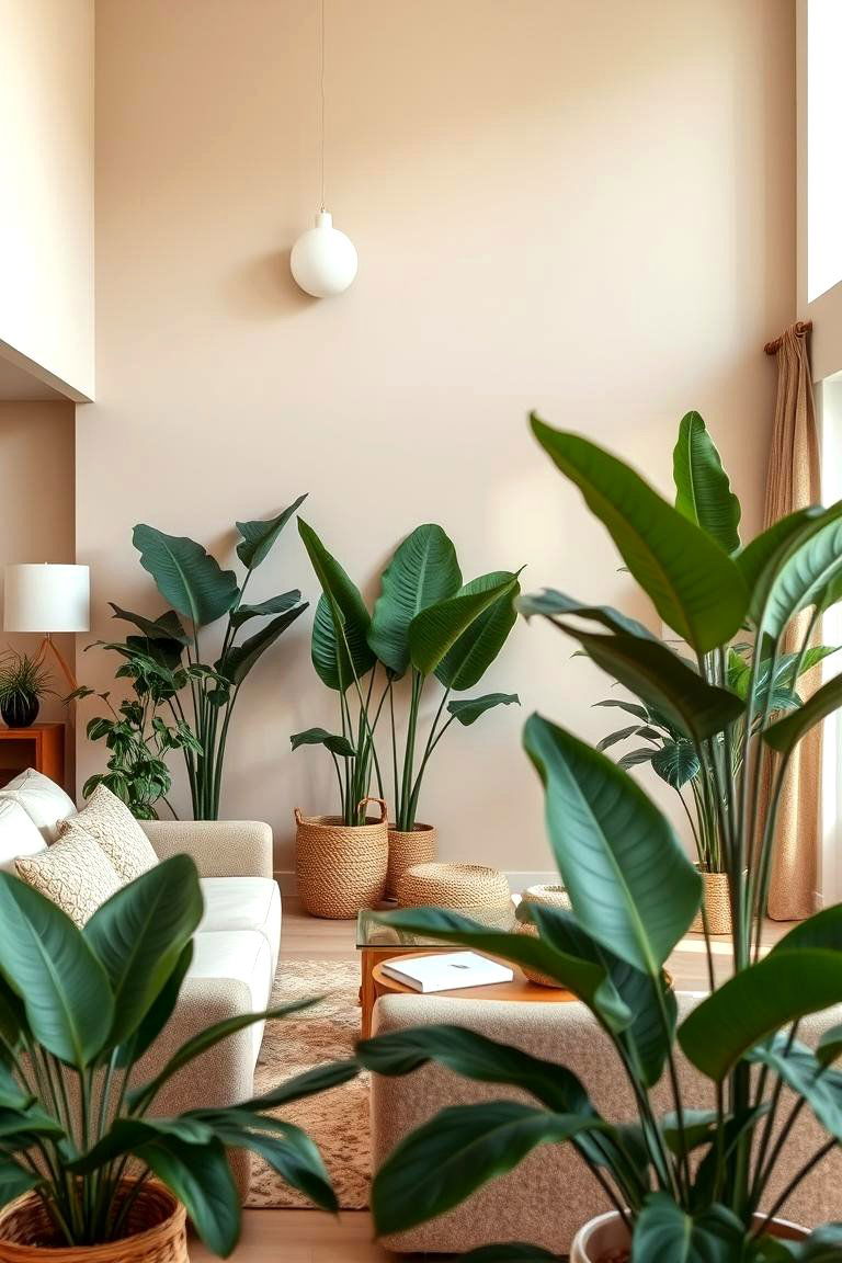 Beige and Greenery for a Natural Touch - 24 Beige Living Room Ideas