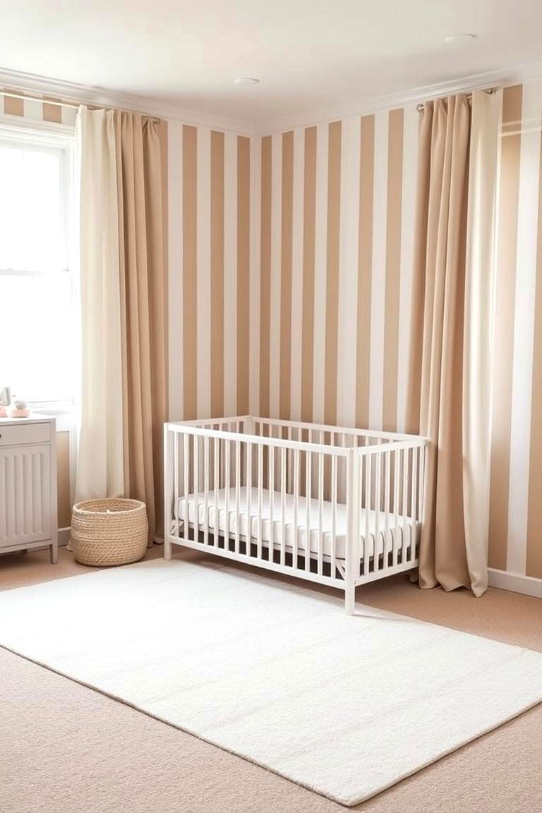 Beige and White Striped Walls - 24 Neutral Nursery Ideas