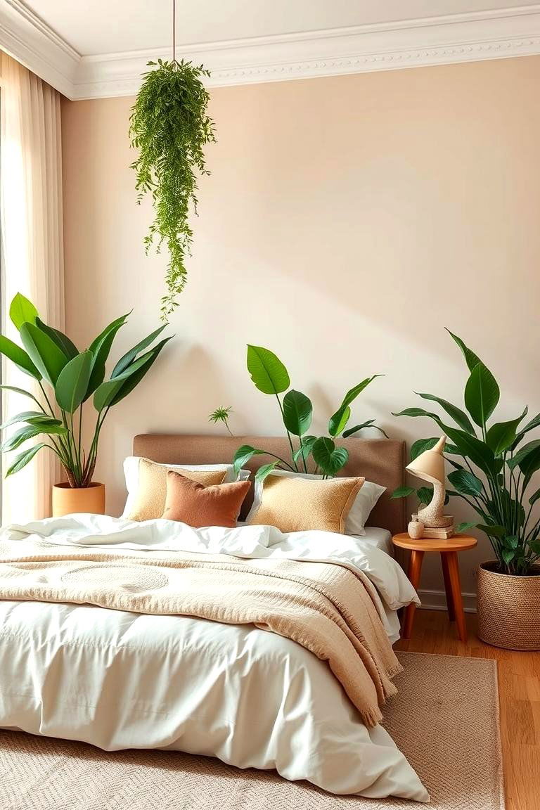 Beige with Botanical Elements - 24 Beige Bedroom Ideas