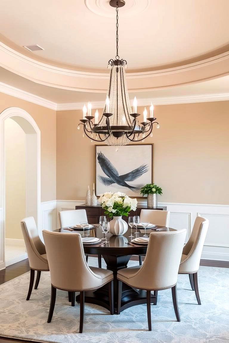 Beige with Statement Lighting - 24 Neutral Dining Room Ideas