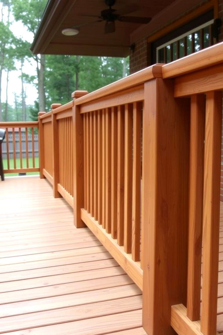 Bench Integrated Railing - 24 Wood Deck Railing Ideas