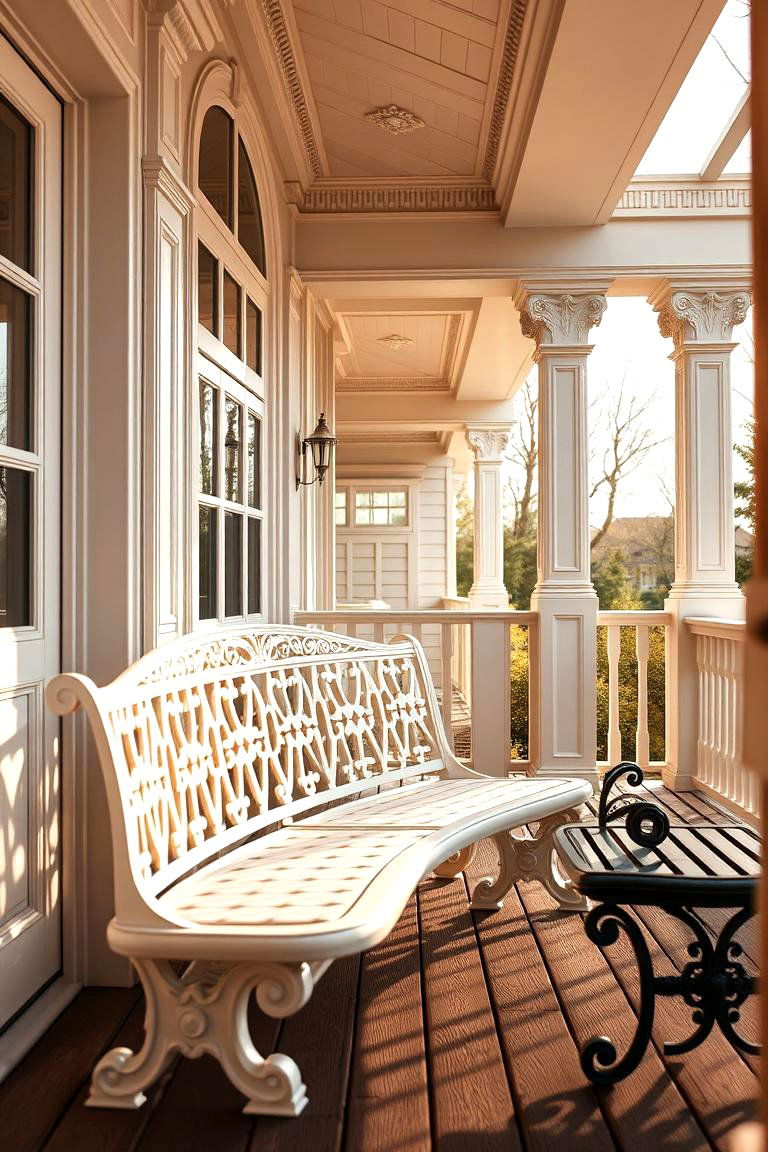 Bench with Architectural Detailing and Trim - 24 Built-in Deck Bench Ideas and Designs