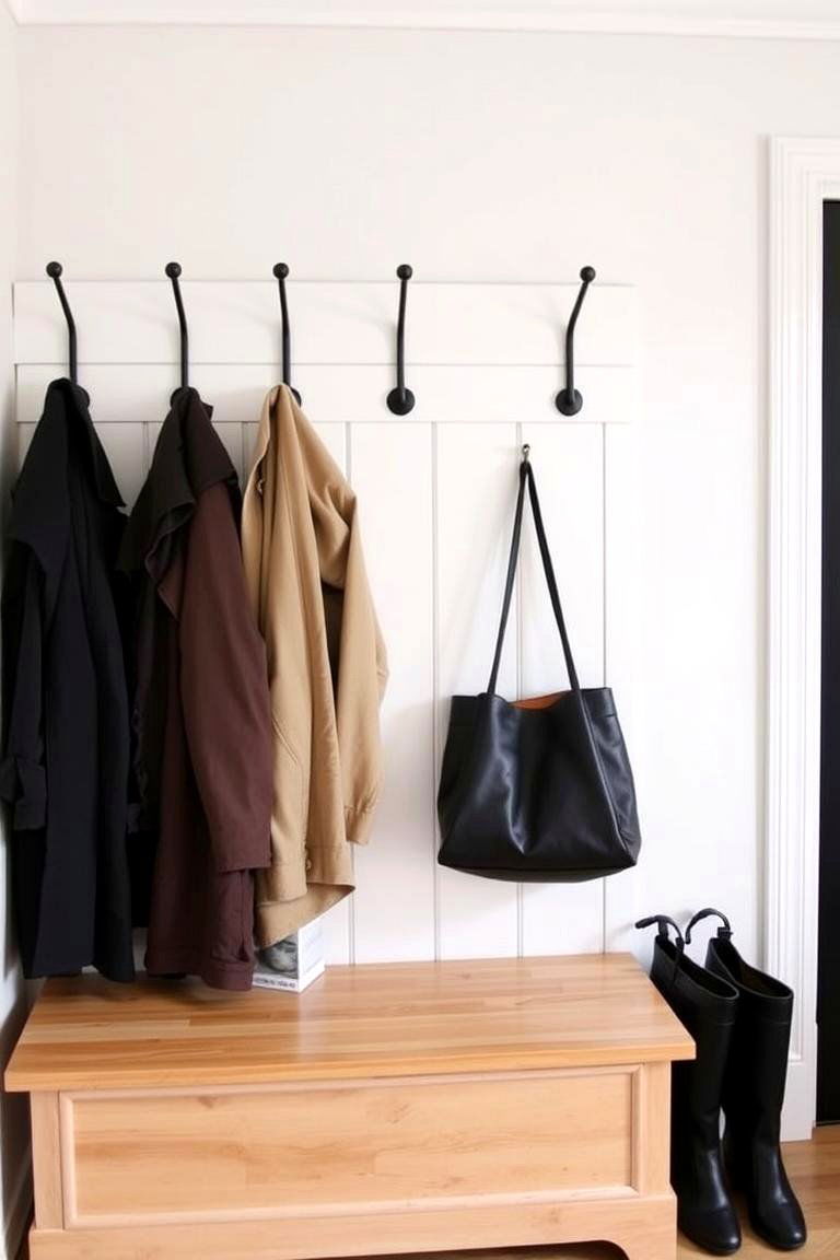 Bench with Coat Hooks Above - 24 Mudroom Bench Ideas