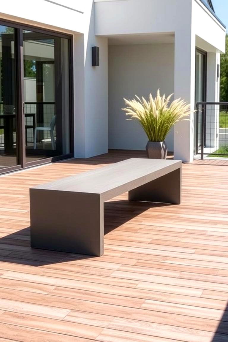 Bench with Contemporary Composite Materials - 24 Built-in Deck Bench Ideas and Designs