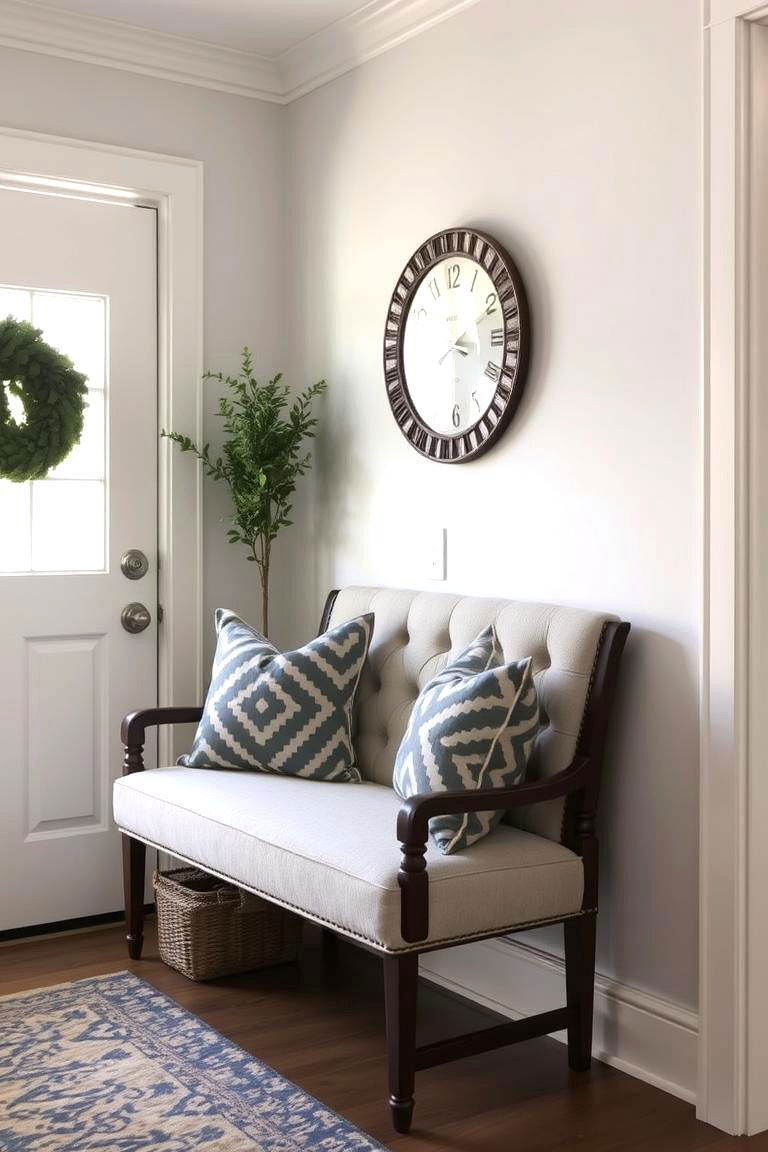 Bench with Cushioned Backrest - 24 Entryway Bench Ideas
