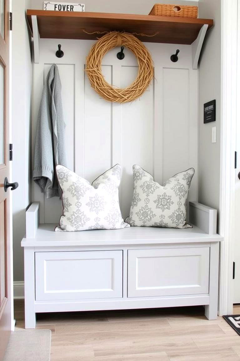 Bench with Decorative Pillows - 24 Mudroom Bench Ideas