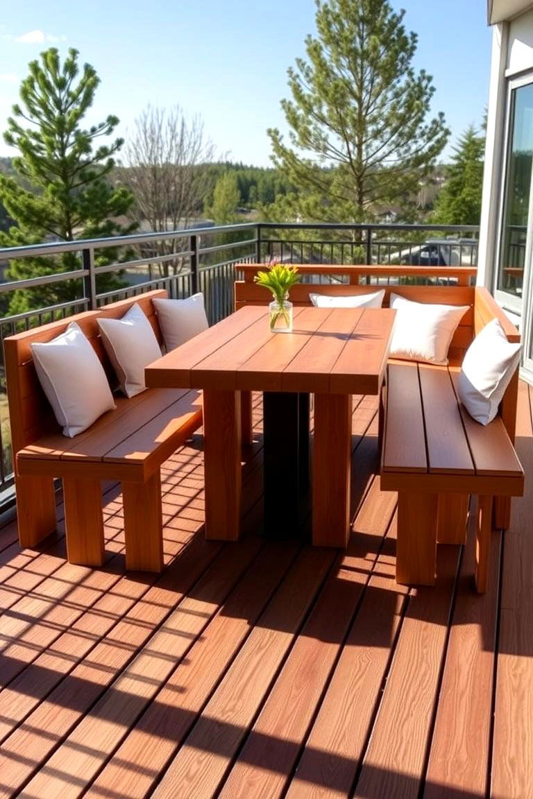 Bench with Dual Functionality for Dining and Lounge - 24 Built-in Deck Bench Ideas and Designs