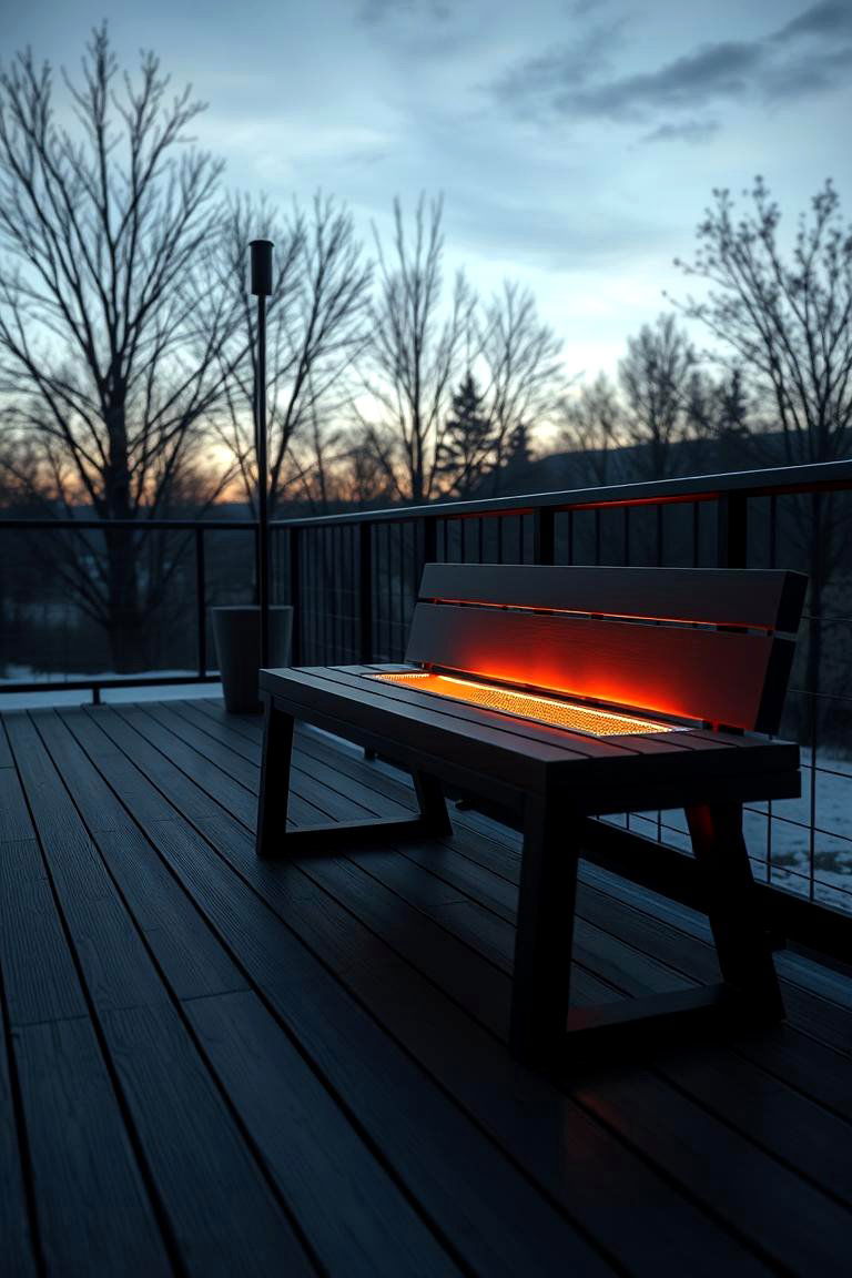 Bench with Integrated Heating System - 24 Built-in Deck Bench Ideas and Designs