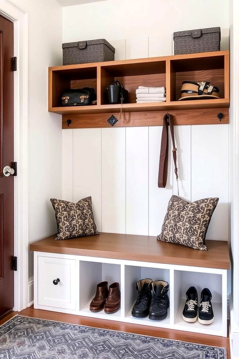 Bench with Open Shelving - 24 Entryway Bench Ideas