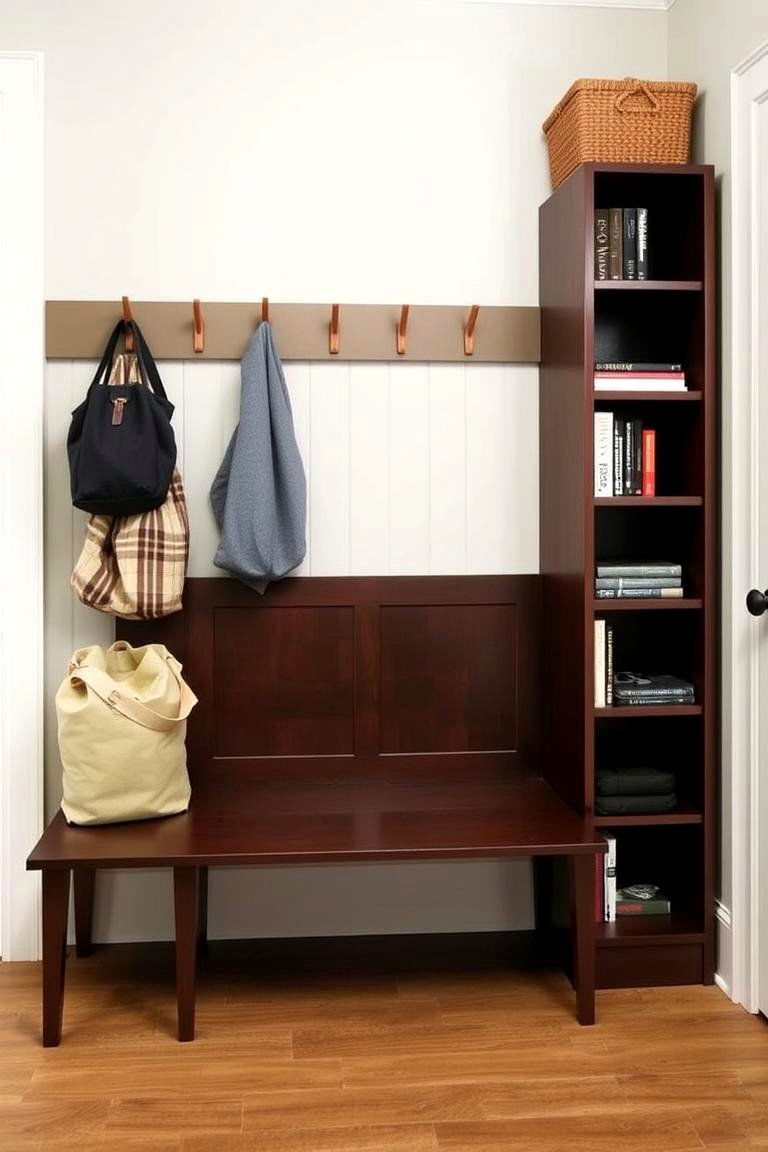 Bench with Open Shelving on the Side - 24 Mudroom Bench Ideas