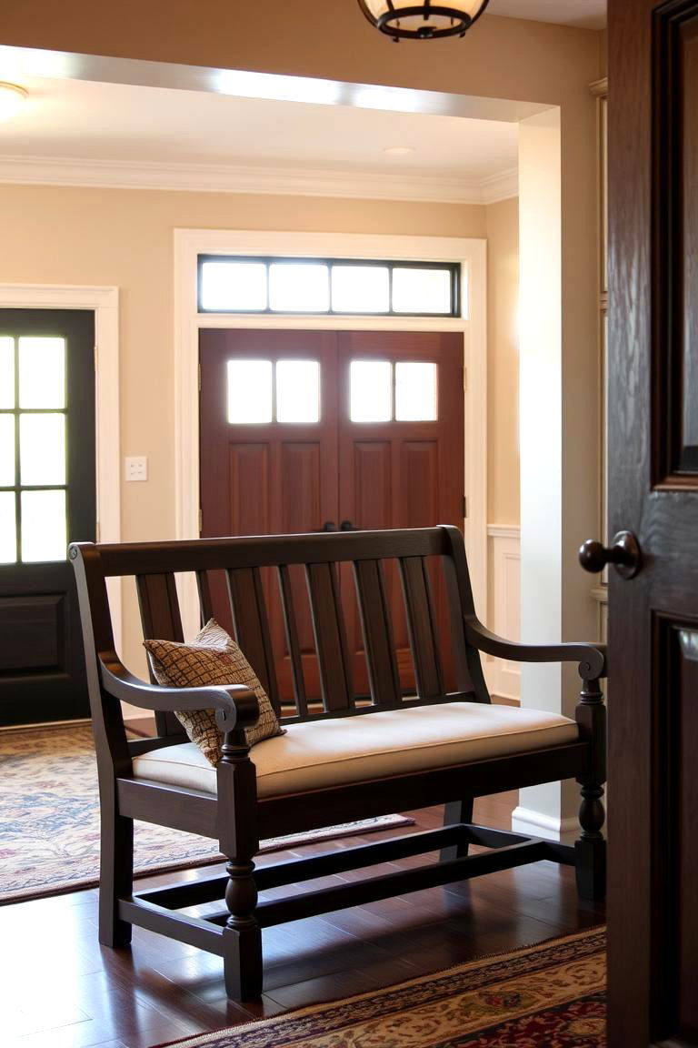 Bench with a Backrest - 24 Entryway Bench Ideas