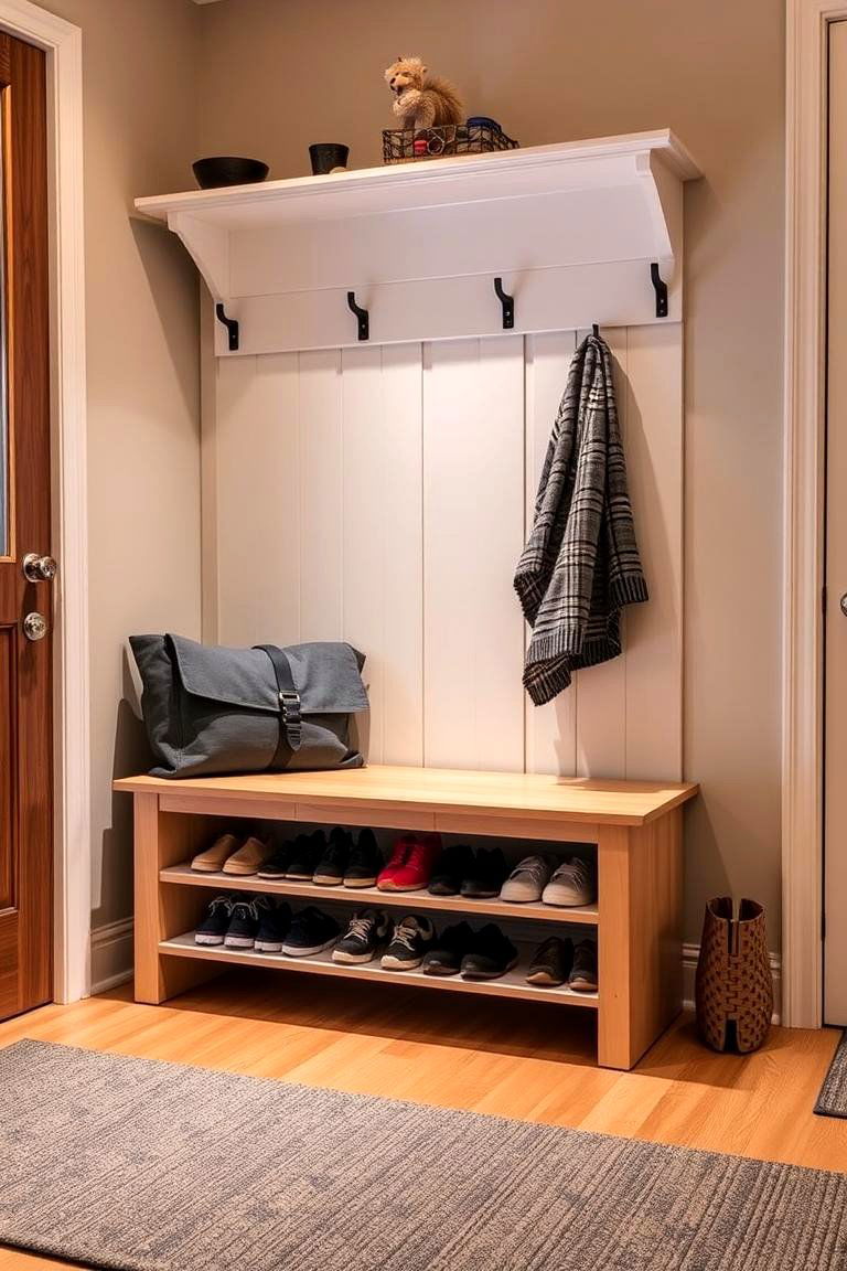 Bench with a Built in Shoe Rack - 24 Entryway Bench Ideas