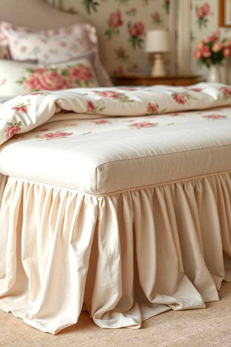 Bench with a Fabric Skirt for Softness - 24 Bedroom Bench Ideas