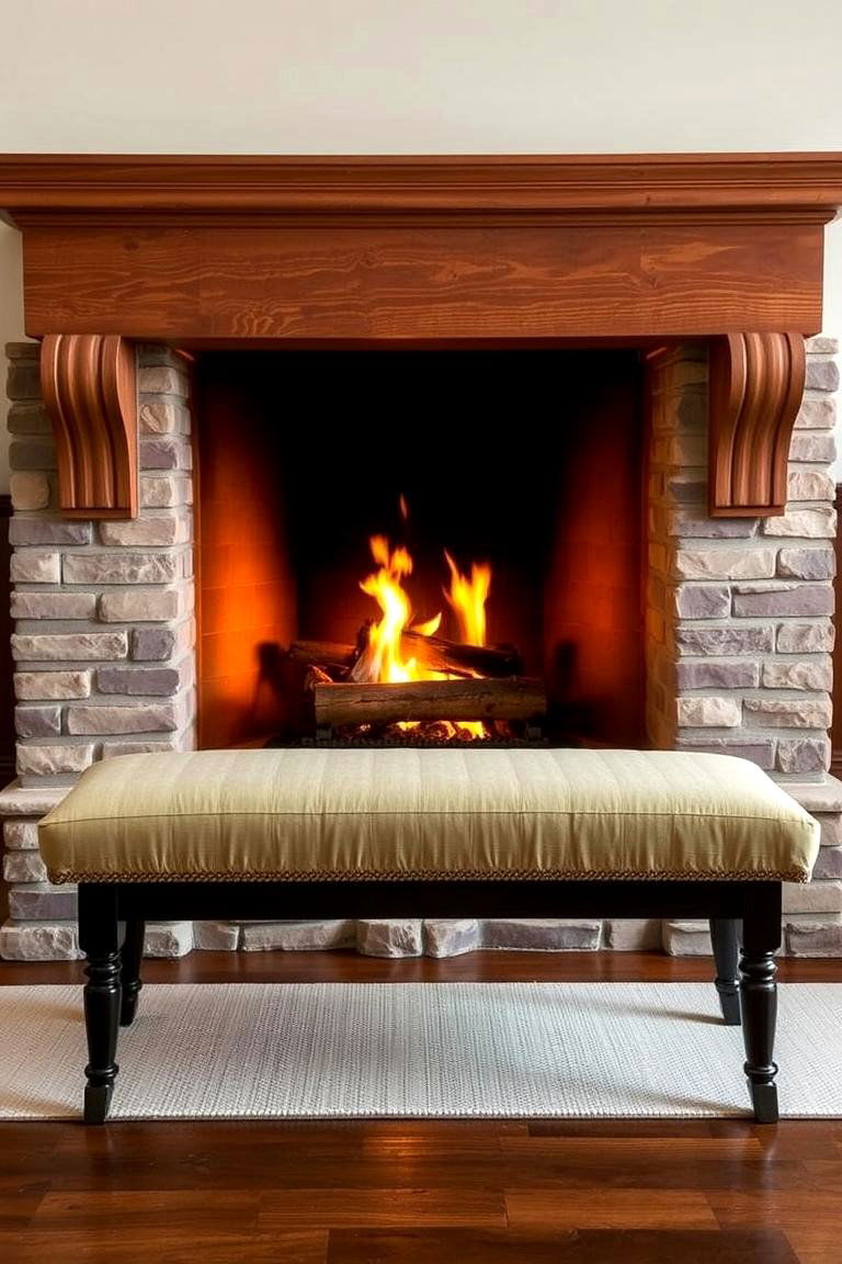 Bench with a Fireplace View - 24 Fireplace Bench Ideas