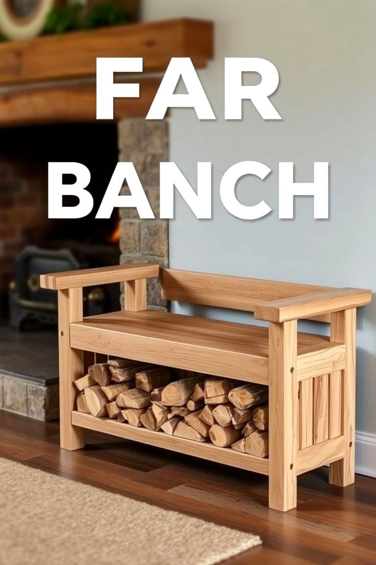 Bench with a Firewood Storage Compartment - 24 Fireplace Bench Ideas