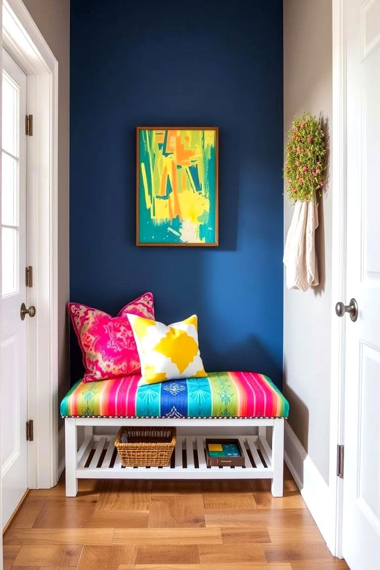 Bench with a Pop of Color - 24 Entryway Bench Ideas