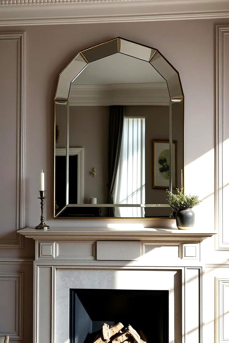 Beveled Edge Mirror - 24 Mirror Over Fireplace Ideas