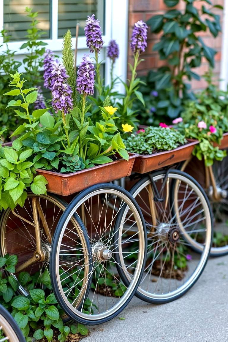 Bicycle Pedal Planter Boxes - 24 Old Bicycle Garden Ideas