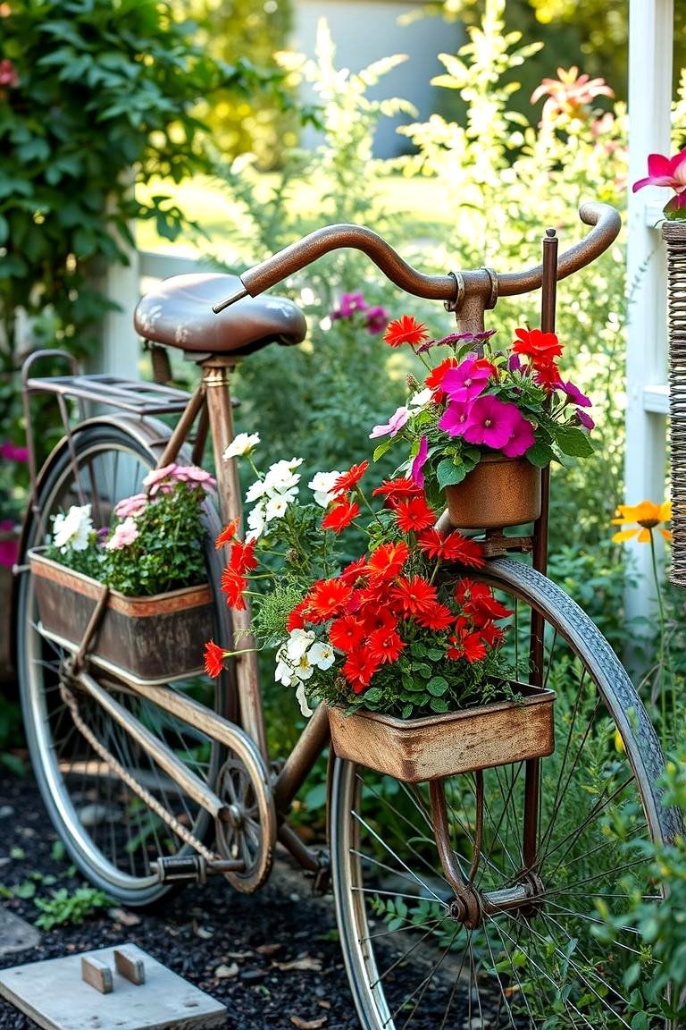 Bicycle Planter Display - 24 Old Bicycle Garden Ideas