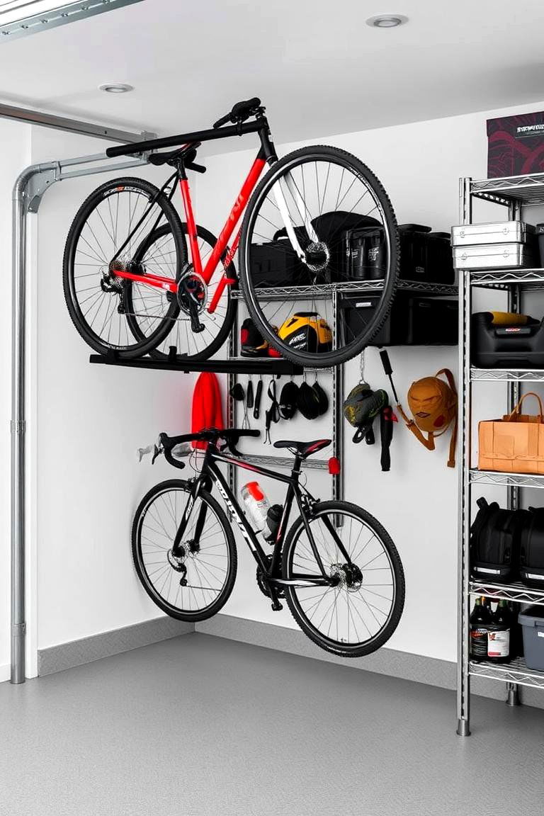 Bike Rack and Shelving Combo - 24 Garage Shelving Ideas