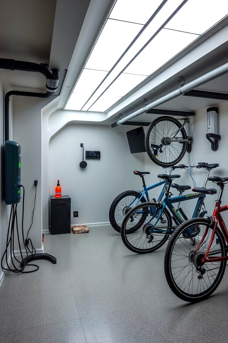 Bike Storage with Integrated Charging - 24 Garage Bike Storage Ideas