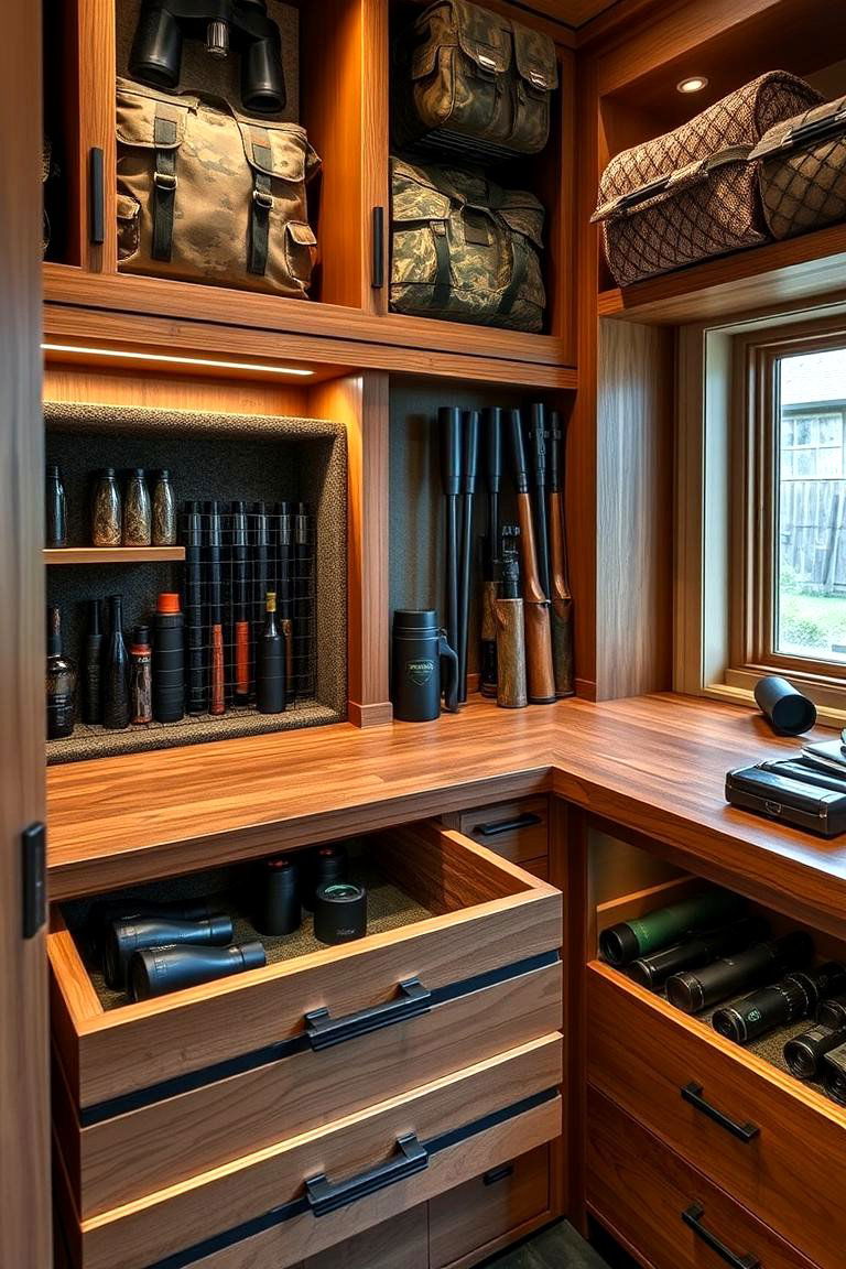 Binocular and Optics Storage - 24 Hunting Room Ideas