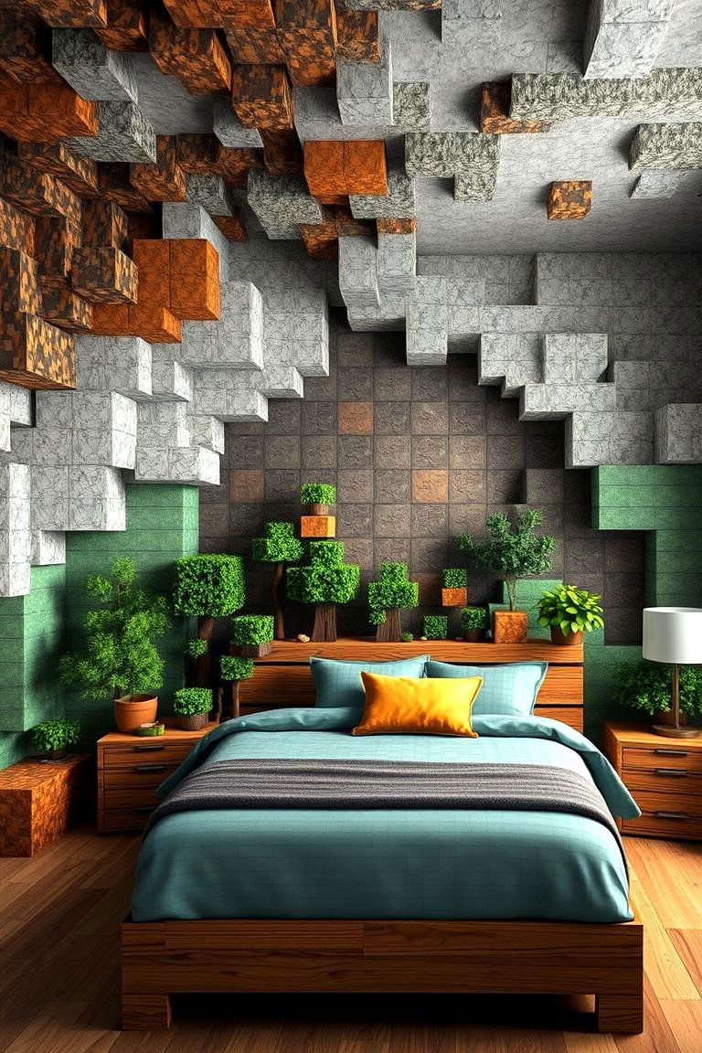 Biome Blend Bedroom - 24 Minecraft Themed Bedroom Ideas
