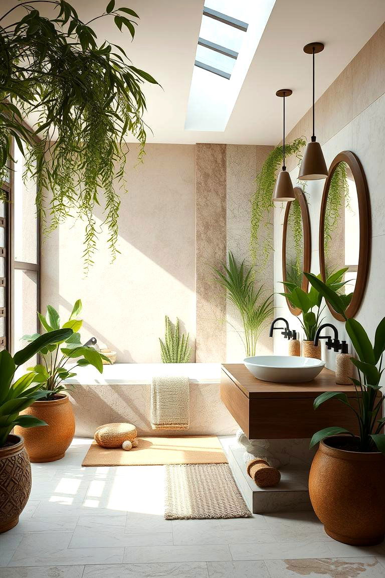 Biophilic Design with Plants - 24 Restaurant Bathroom Ideas