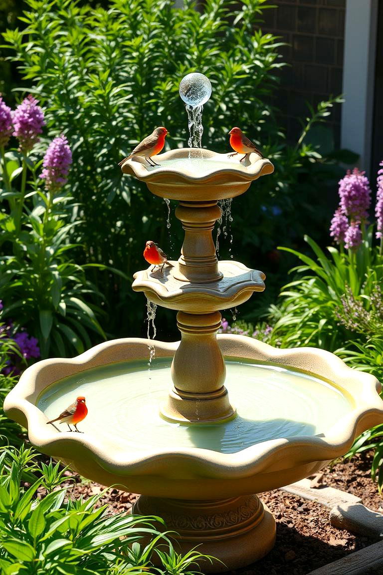 Bird Bath Oasis Centerpiece - 24 Garden Centerpiece Ideas