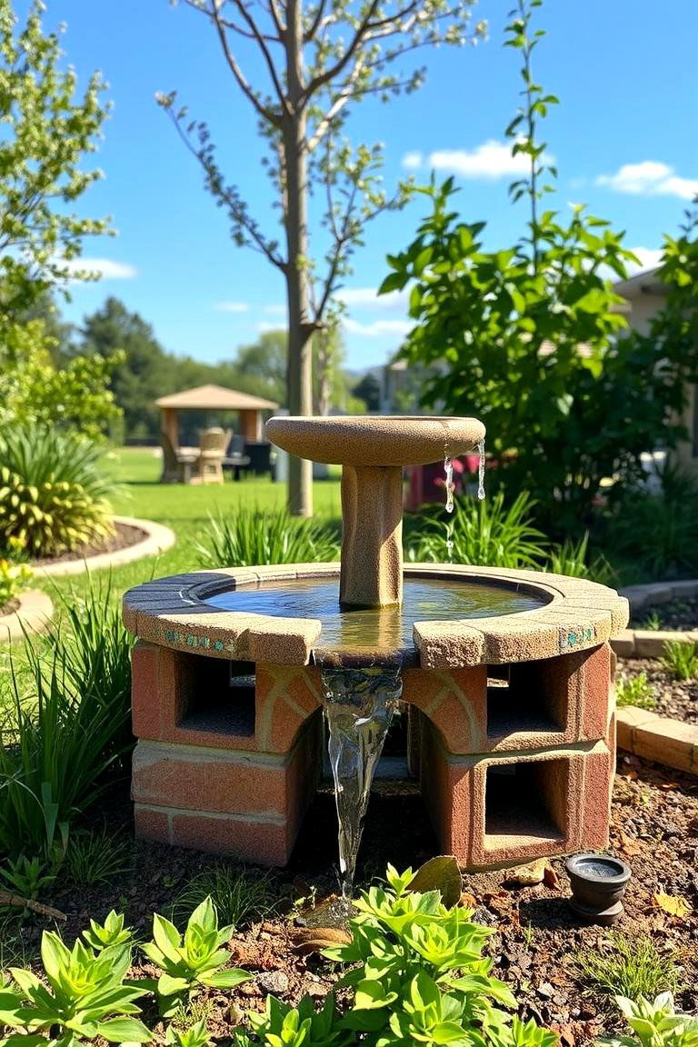 Bird Bath Oasis - 24 Cinder Block Garden Ideas