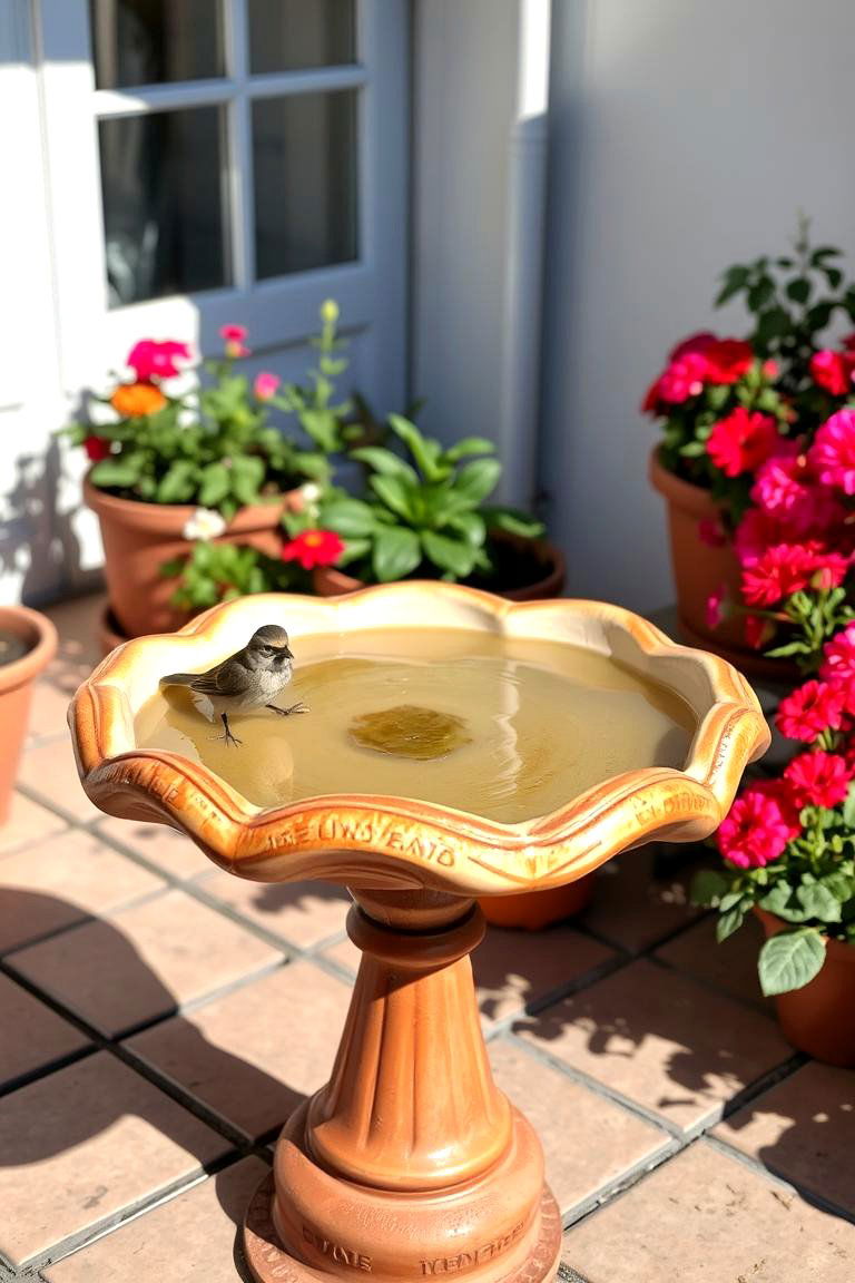 Bird Bath or Feeder to Attract Wildlife - 24 Patio Small Garden Ideas