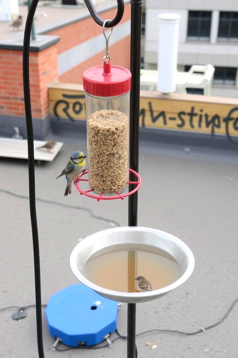Bird Feeding and Watering Station - 24 Rooftop Garden Ideas