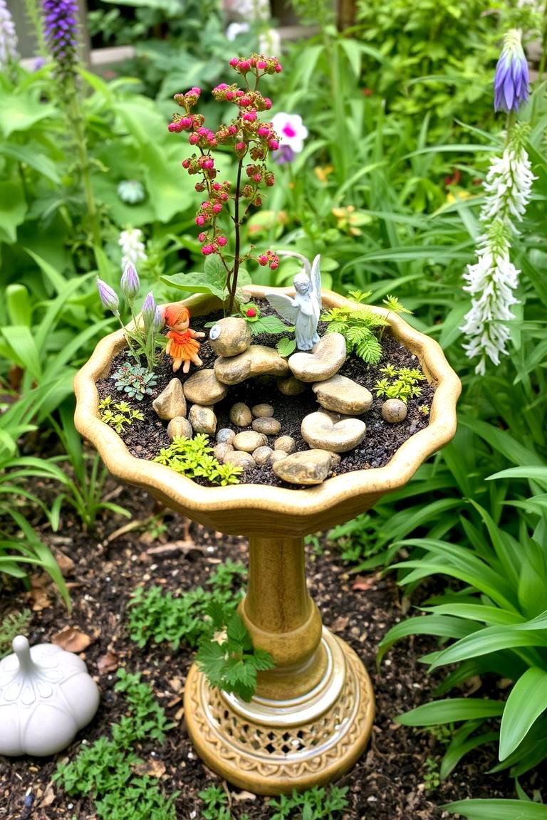 Birdbath Fairy Garden - 24 Fairycore Bedroom Ideas