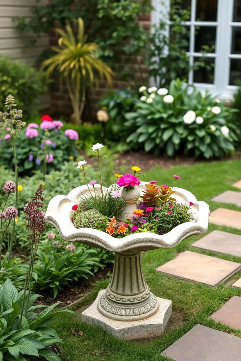 Birdbath Plant Stand - 24 Outdoor Plant Stand Ideas