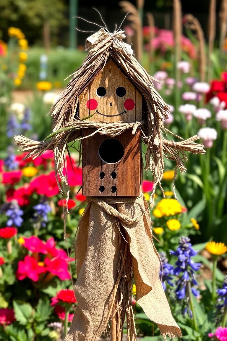 Birdhouse Scarecrow - 24 Garden Scarecrow Ideas
