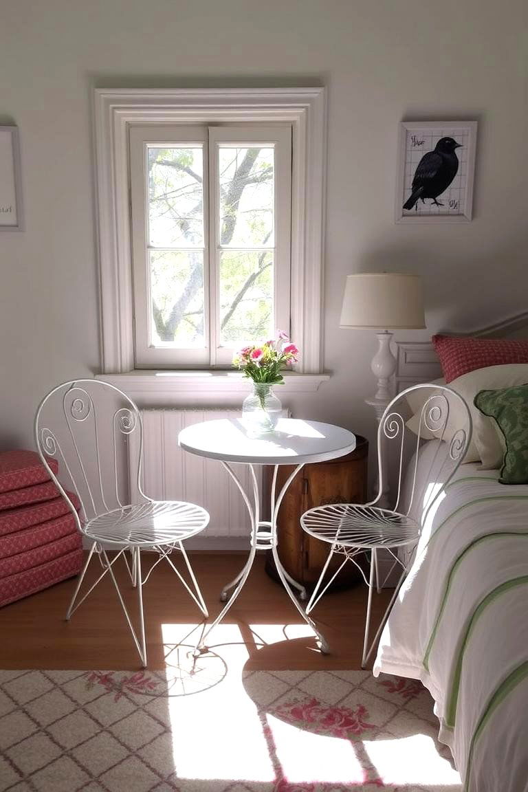 Bistro Style Cafe Table and Chairs - 24 Paris-themed Bedroom Ideas